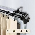 Central Design 0.8125 in. Vicky Double Curtain Rod with 48 to 84 in. Extension, Black 4782-482